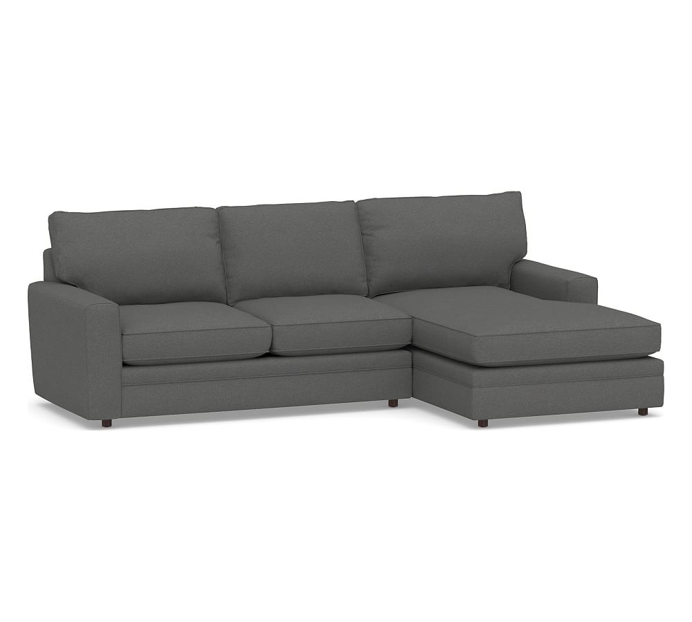 Pearce Square Arm Upholstered Left Arm Loveseat with Double Chaise Sectional, Down Blend Wrapped Cushions, Park Weave Charcoal - Image 0