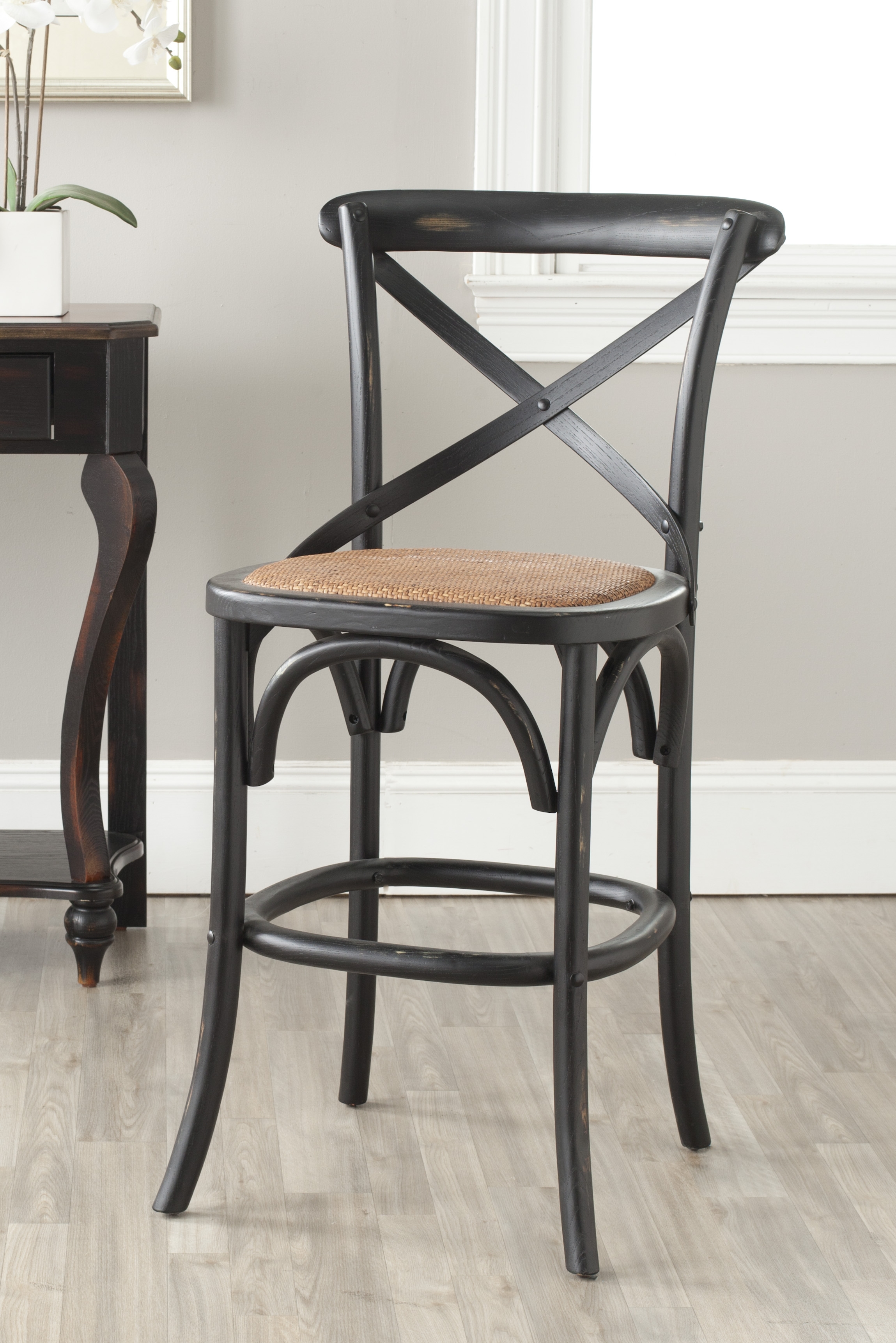Franklin X Back Counter Stool - Distressed Hickory/Medium Brown - Arlo Home - Image 2