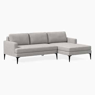 Andes 90" Right Multi Seat 2-Piece Chaise Sectional, Petite Depth, Performance Velvet, Petrol, BB - Image 1