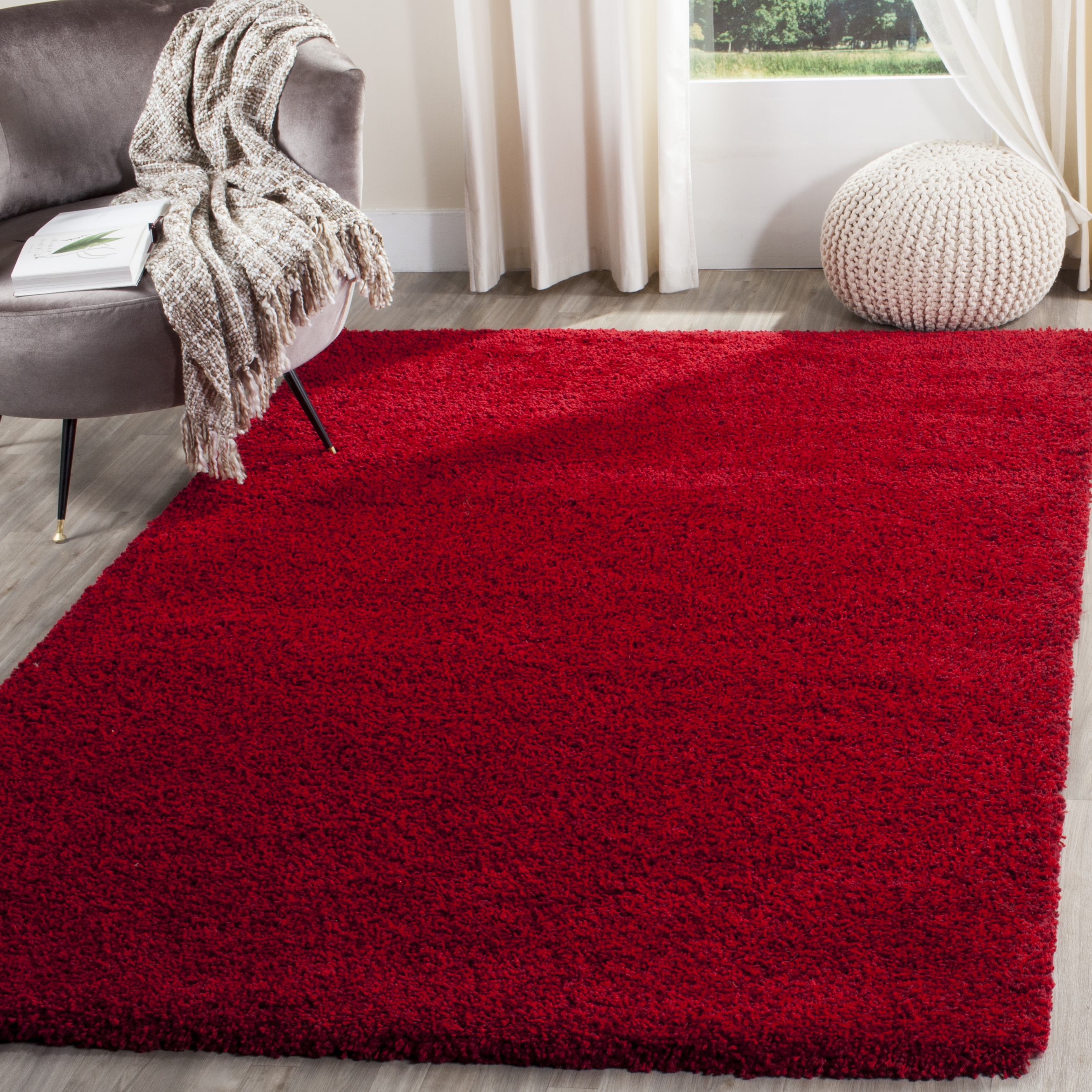 Arlo Home Woven Area Rug, SGN725-4040, Red,  4' X 6' - Image 1