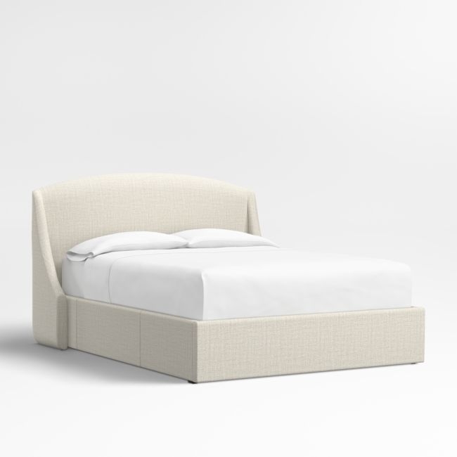Lafayette 48" Natural Beige Queen Upholstered Headboard with Storage Bed Base - Image 0
