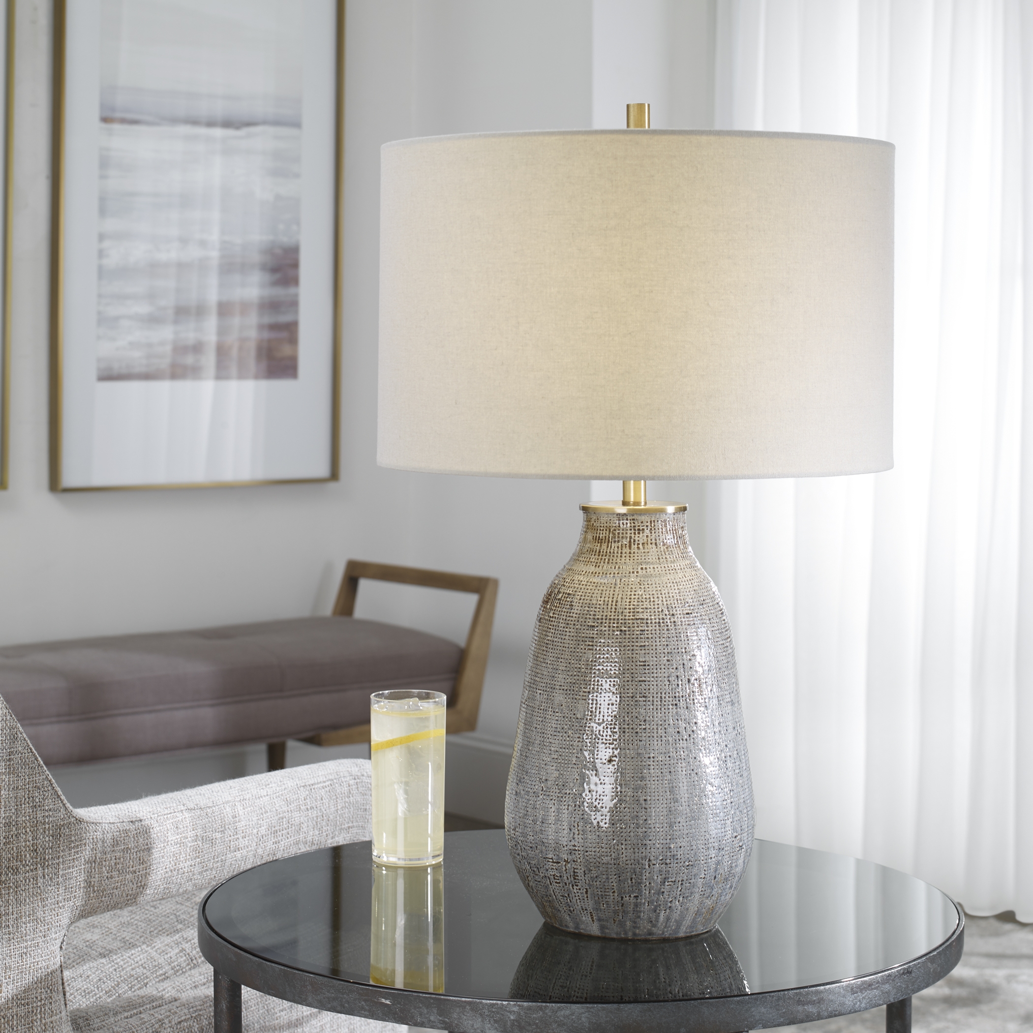 Monacan Gray Textured Table Lamp - Image 1