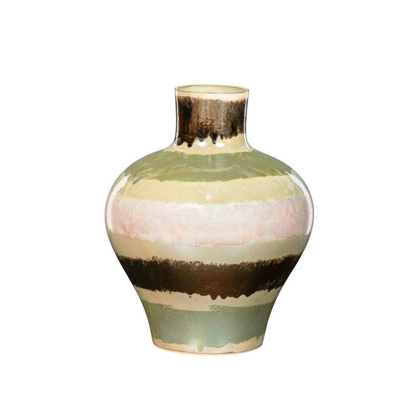 Bradburn Home Beige/Brown/Green 17"" Ceramic Table Vase - Image 0