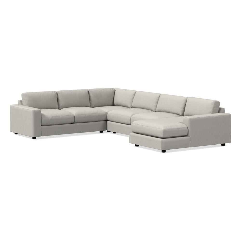 Urban Sectional Set 11: Left Arm 3 Seater Sofa, Corner, Armless 2 Seater, Right Arm Chaise, Poly, Performance Yarn Dyed Linen Weave, Frost Gray - Image 0