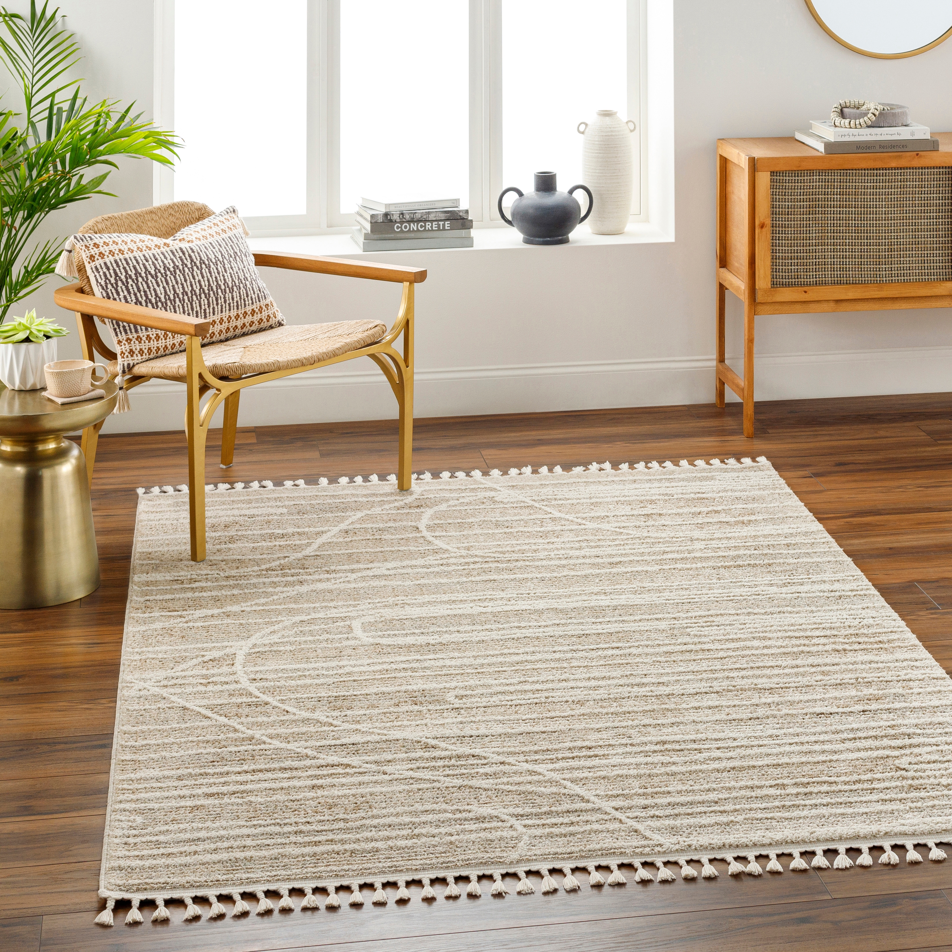 Rudy Beige Indoor 9'2" x 12' Machine Woven Rug - Image 1
