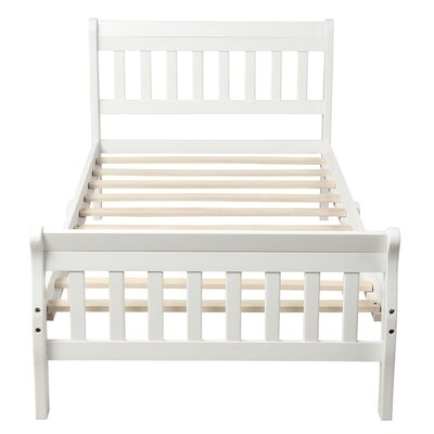 Wood Platform Bed Twin Bed Frame Panel Bed Mattress Foundation Sleigh Bed With Headboard/footboard/wood Slat Support,white - Image 0