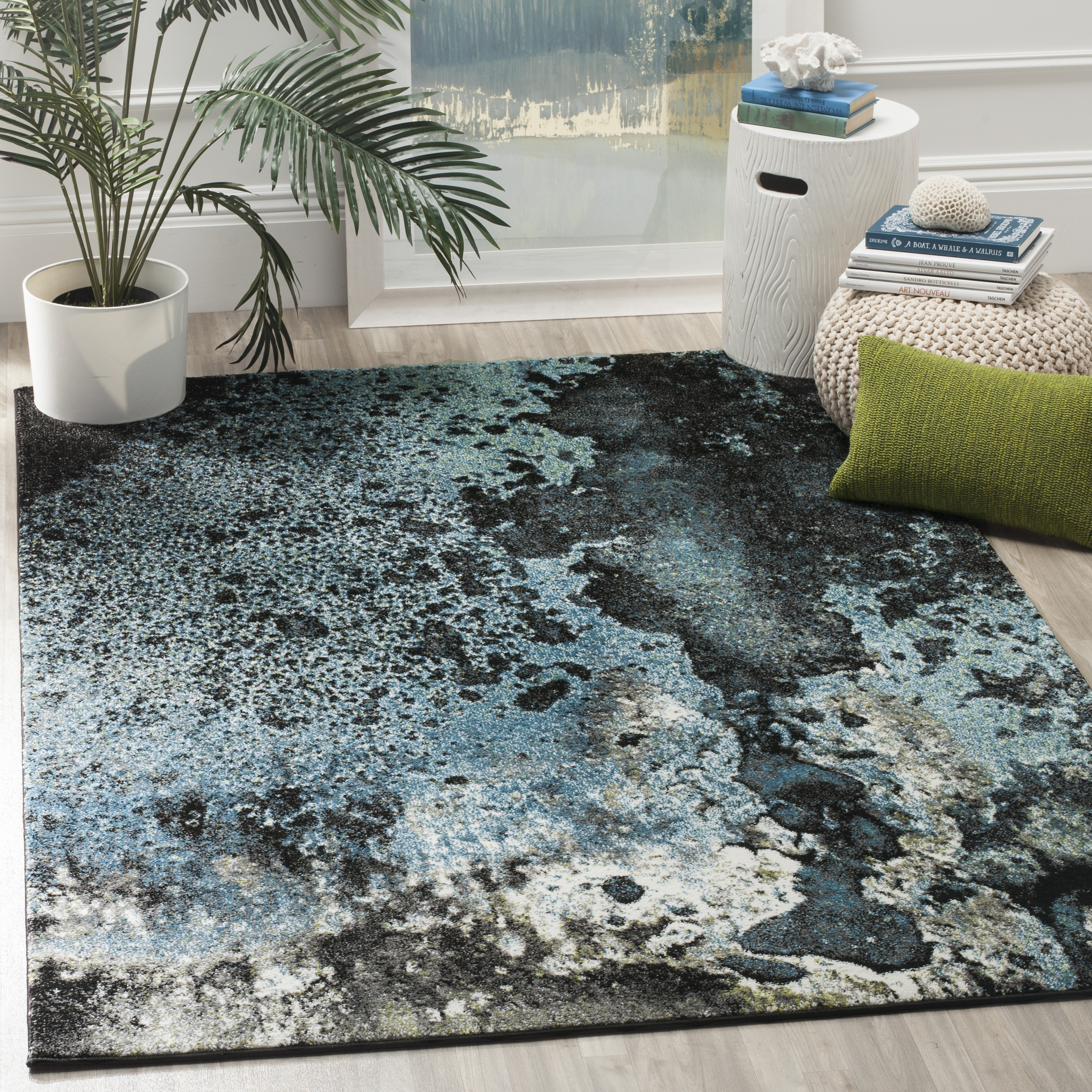 Arlo Home Woven Area Rug, GLA124B, Blue/Multi,  4' X 6' - Image 1