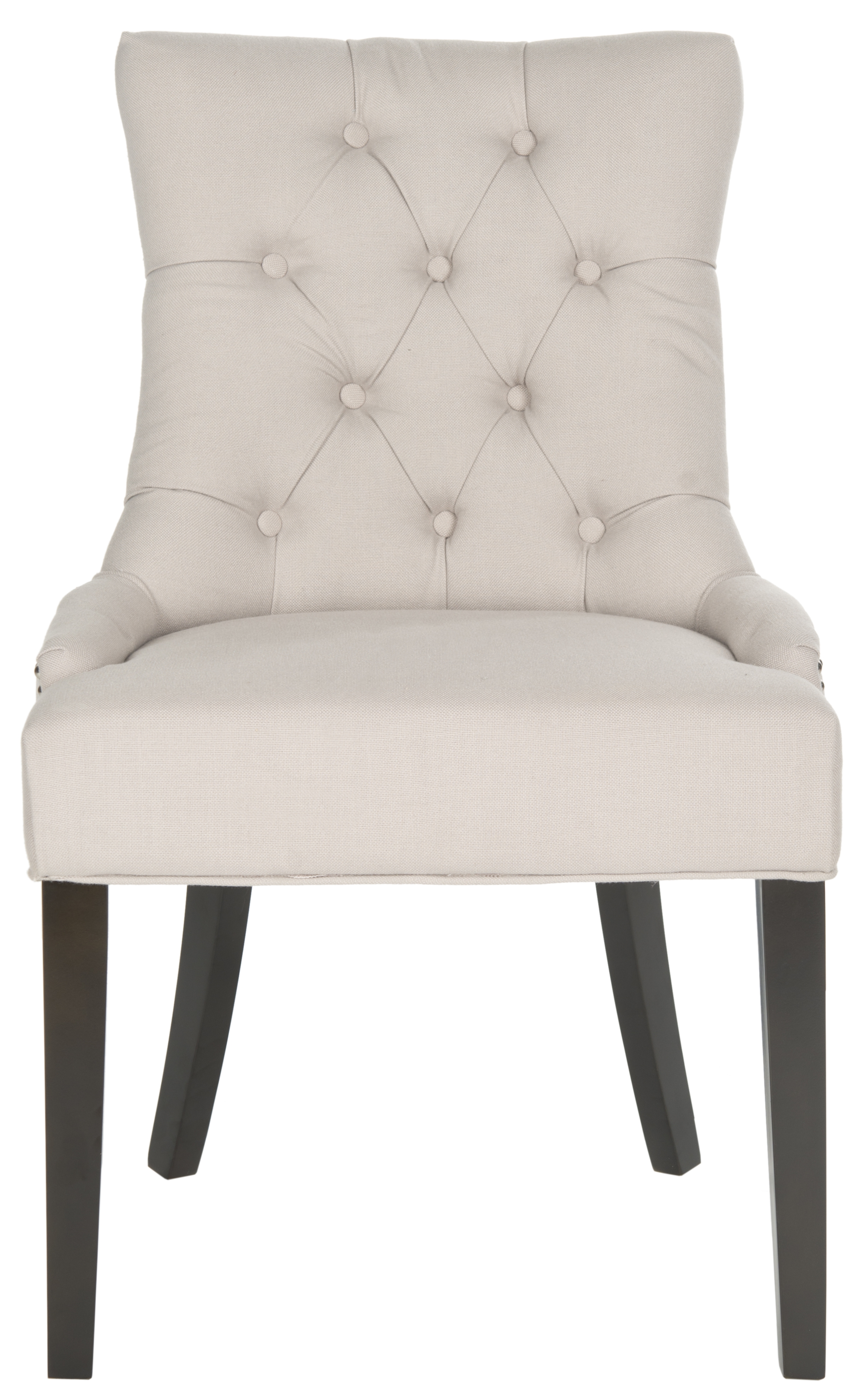 Harlow 19''H Tufted Ring Chair (Set Of 2) - Silver Nail Heads - Taupe/Espresso - Safavieh - Image 1