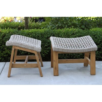 Cael Outdoor Teak Ottoman (Set of 2) - Image 0