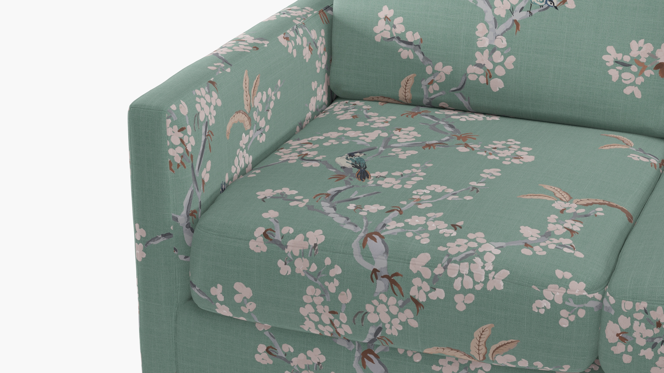 Modern Sofa, Mint Cherry Blossom, Brass - Image 5