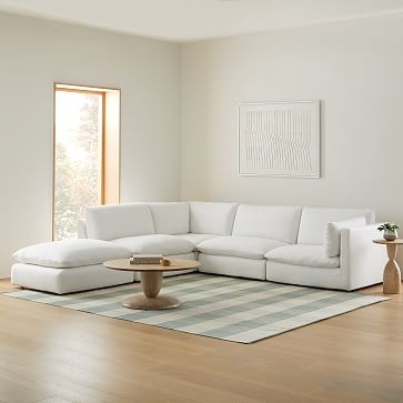 Hampton Left Arm 5-Piece L-Shape Chair Sectional Native Linen White CS - Image 1