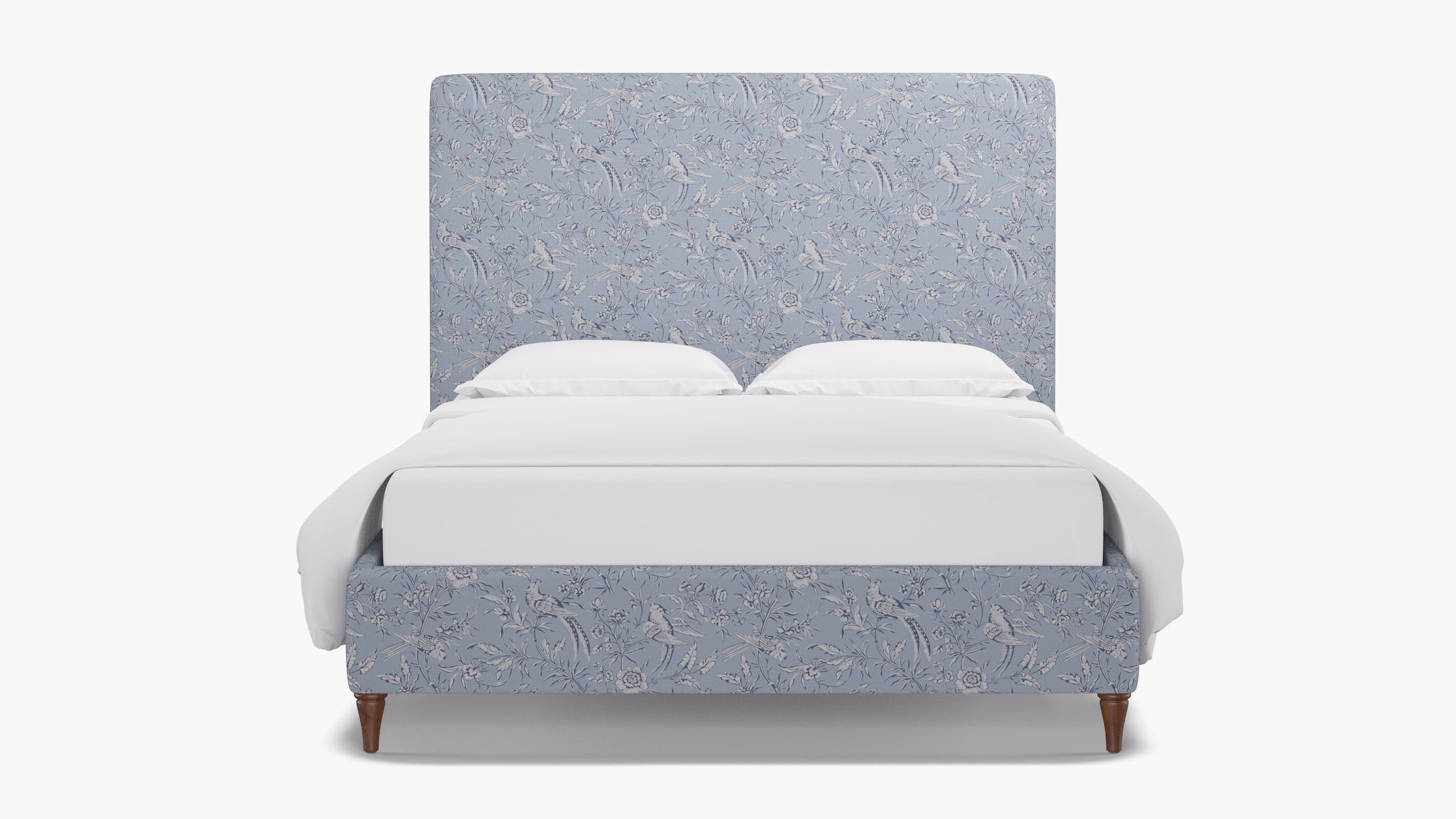 Classic Bed, Blue Aviary, Walnut Decorative Tapered Leg, Queen - Image 0