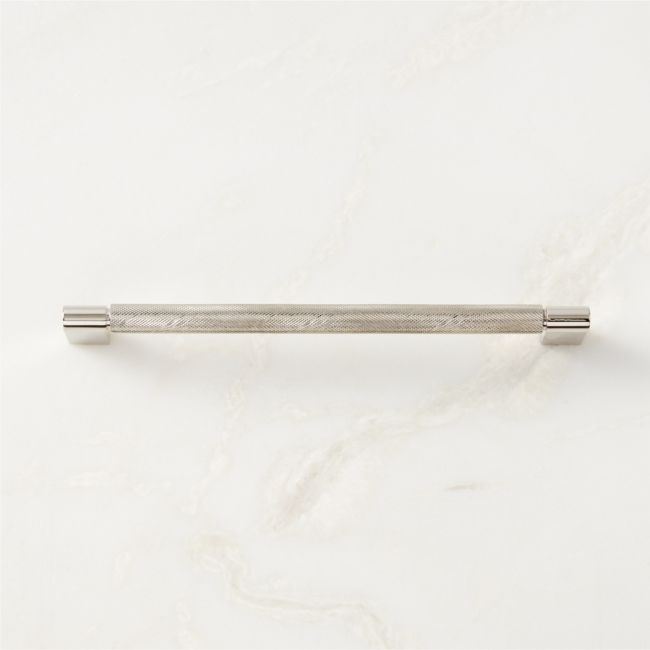 Nicolo Knurled Polished Nickel Cabinet Handle  8" - Image 0
