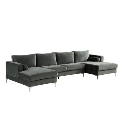Beker 124" Wide Velvet Symmetrical Sofa & Chaise - Image 0