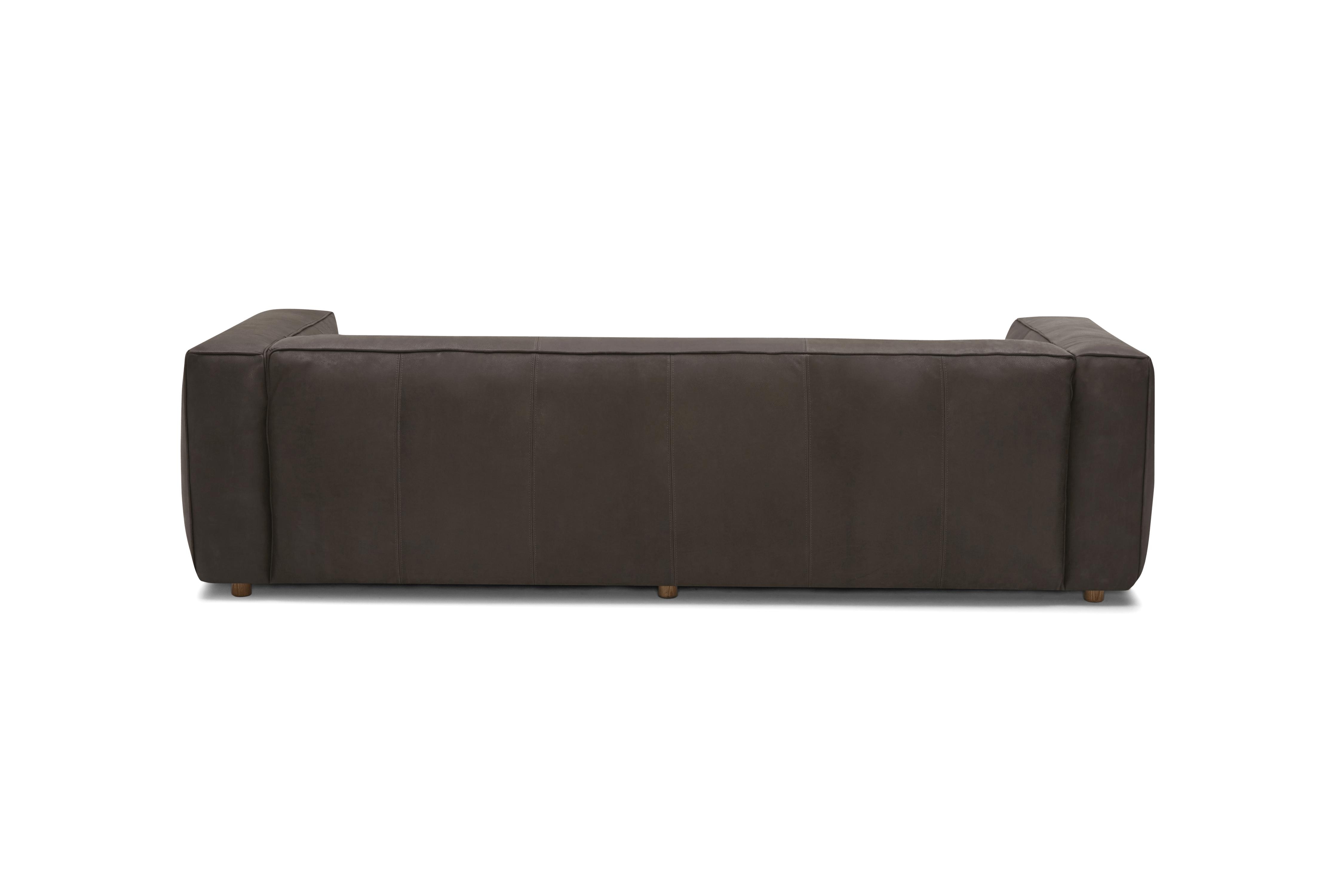 Brown Jaxon Mid Century Modern Leather Sofa - Toledo Graphite - Image 4