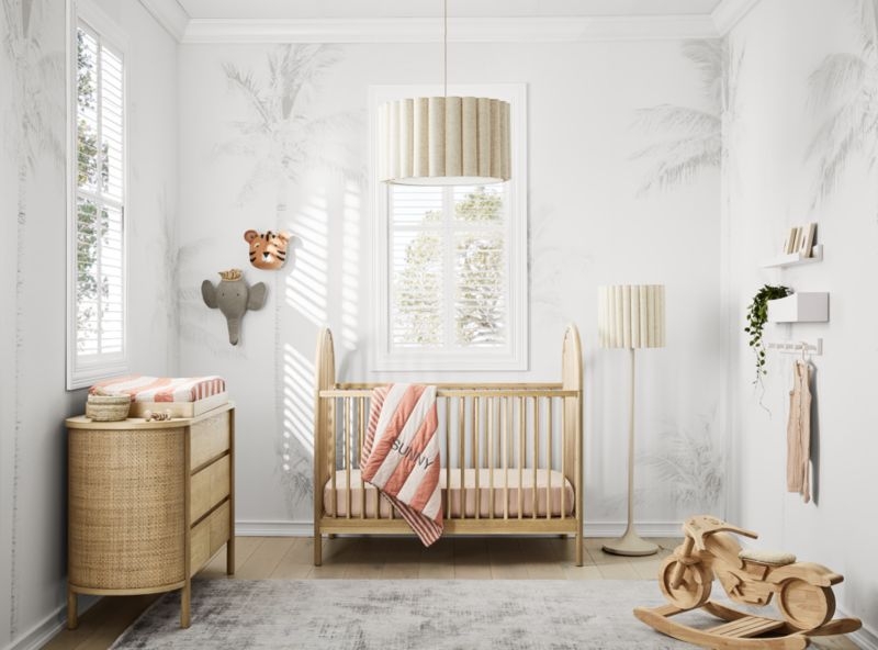 Canyon Natural Spindle Wood Convertible Baby Crib with Toddler Bed Rail by Leanne Ford - Image 1