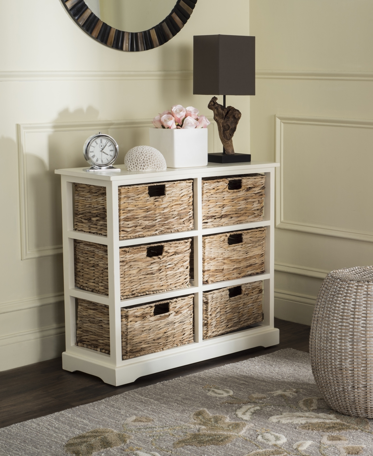 Keenan 6 Basket Storage Chest - Vintage White - Safavieh - Image 1