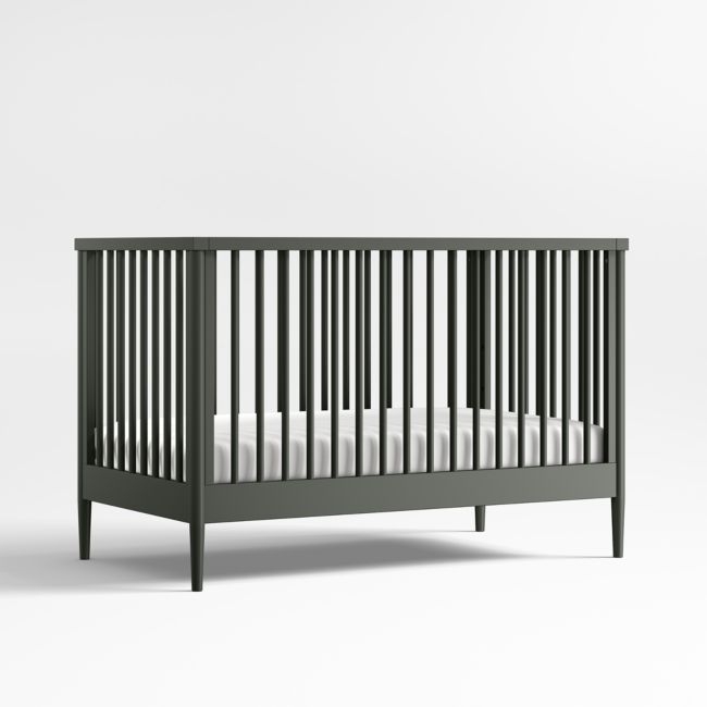Hampshire Olive Green Wood Convertible Baby Crib - Image 0