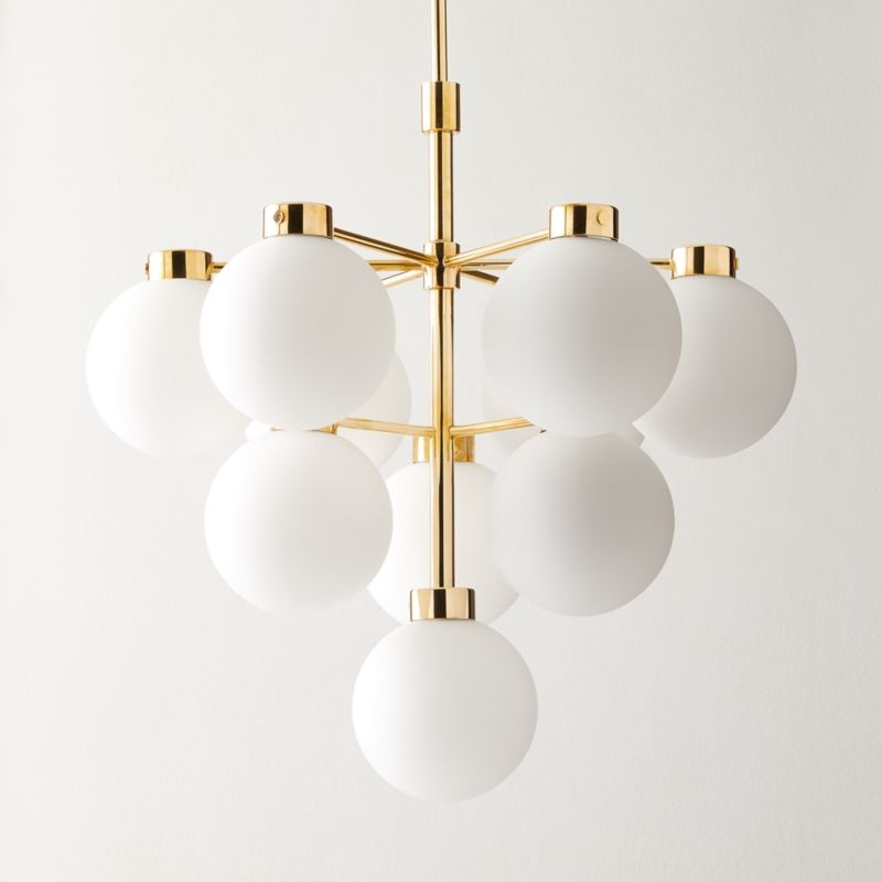 Marra Unlacquered Brass Tiered Pendant Light with Milky Glass Shade - Image 1