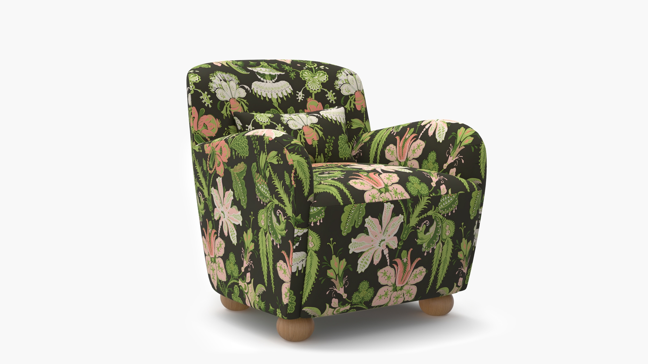 Club Chair, Coral Onyx Rossetta, Natural Bun Foot - Image 1