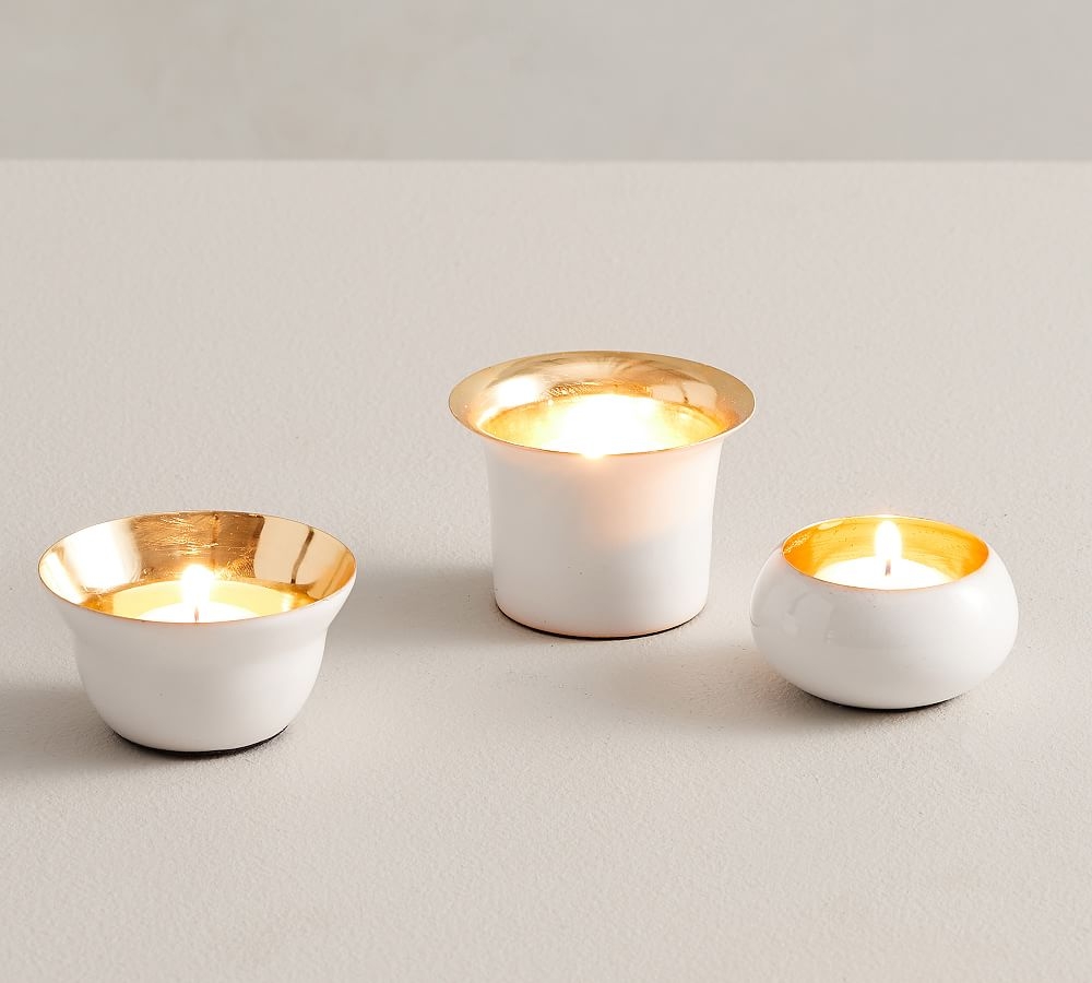 Helen Tea Light Candle Holders, White, Set of 3 - Image 0