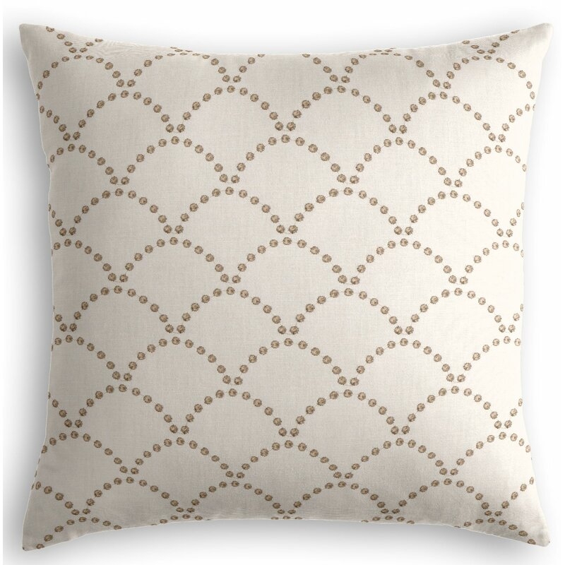 Loom Decor Embroidered Scallop Linen Throw Pillow Size: 20 x 20 / Taupe - Image 0