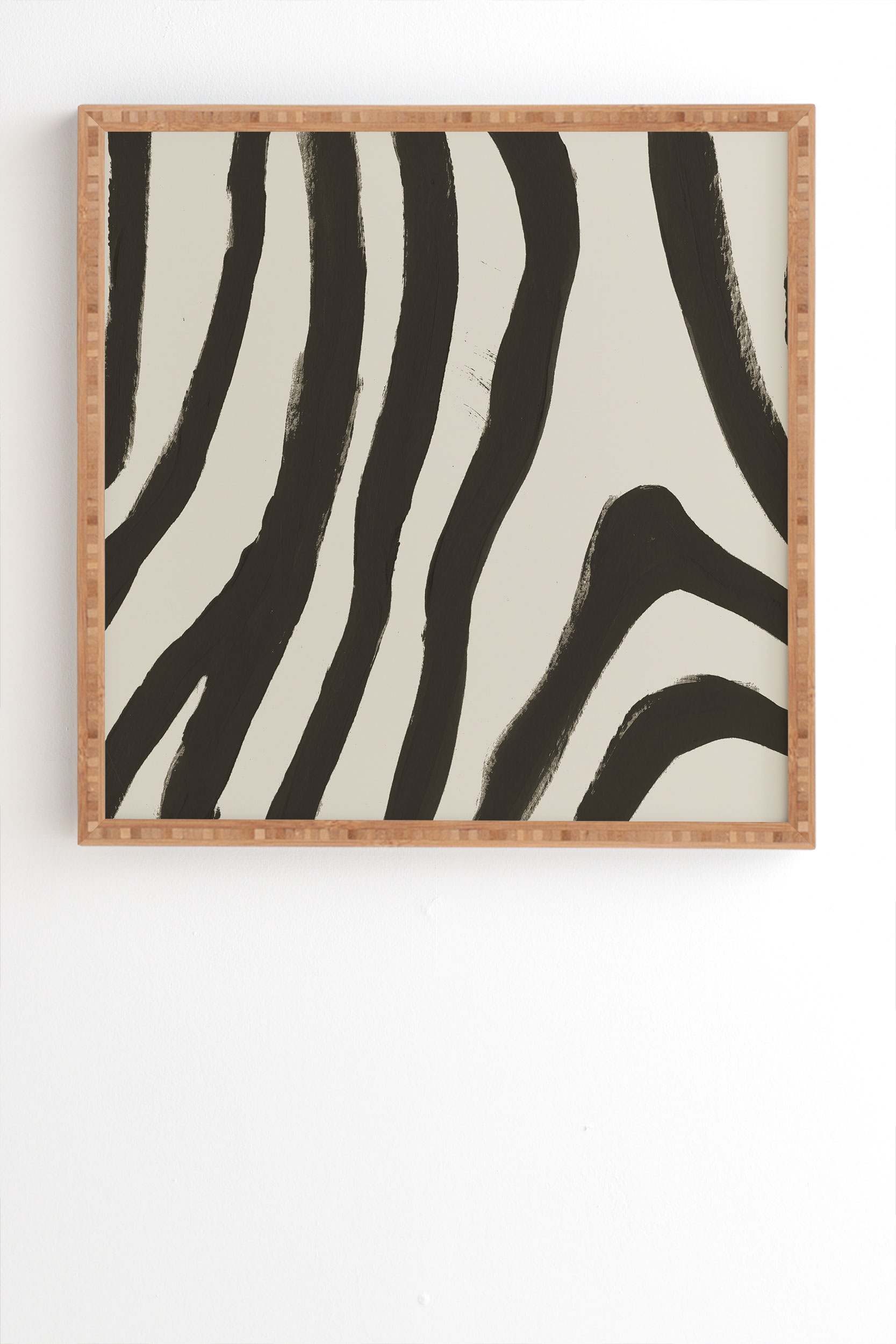 Painted Zebra by Megan Galante - Framed Wall Art Bamboo 30" x 30" - Image 1