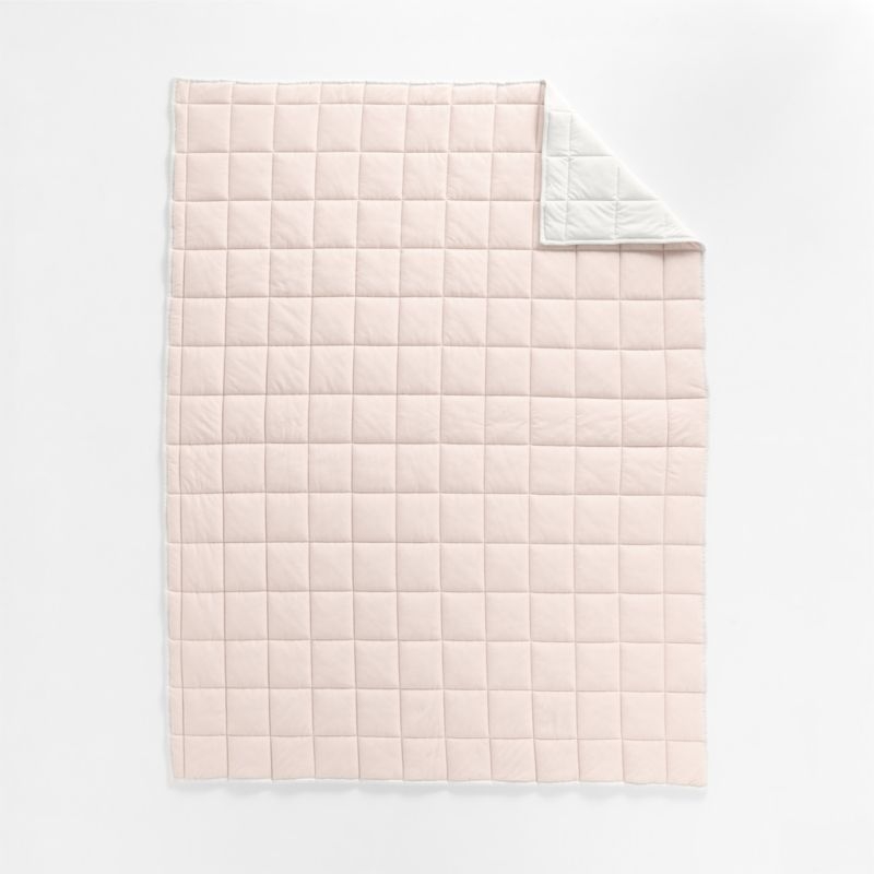 Comfy Tee Organic Cotton Jersey Reversible Pink and Beige Twin XL Quilt - Image 2