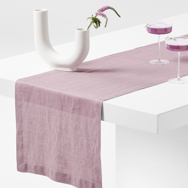 Marin 120" Morning Mauve EUROPEAN FLAX ™-Certified Linen Table Runner - Image 0