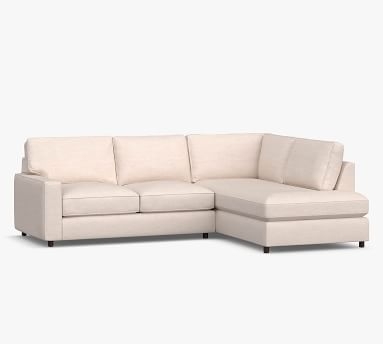 PB Comfort Square Arm Upholstered Left Sofa Return Bumper Sectional, Box Edge, Down Blend Wrapped Cushions, Performance Heathered Basketweave Platinum - Image 4