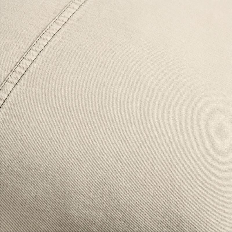 Amanha Washed Organic Cotton Denim 20x20 Travertine Beige Throw Pillow with Feather Insert - Image 3