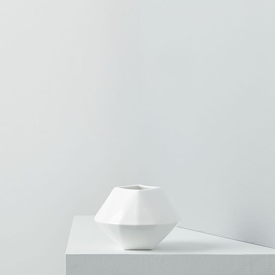 Faceted Porcelain Vase, 3.25", White, Set of 4 - Image 0