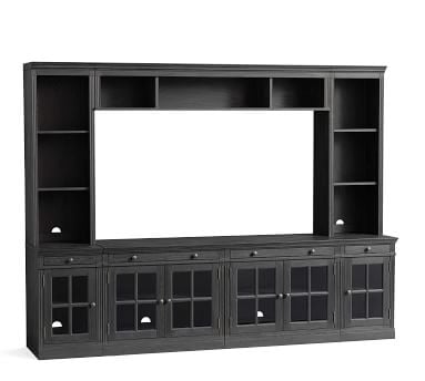 Livingston Medium Entertainment Center with Glass Doors, Dusty Charcoal - Image 4