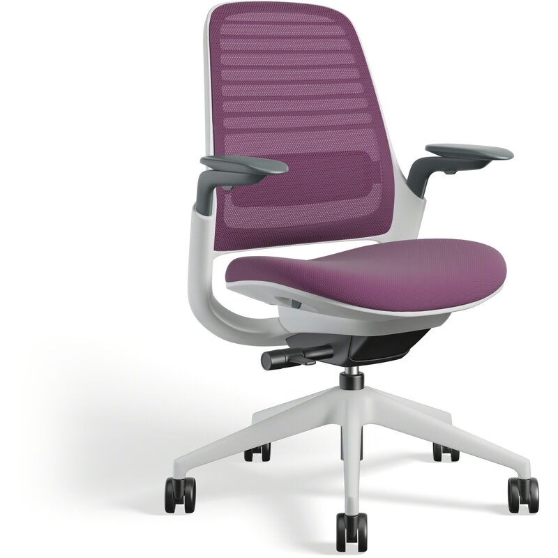  Steelcase Series 1 Ergonomic Mesh Task Chair Frame Color: Seagull, Upholstery Color: Concord - Image 0