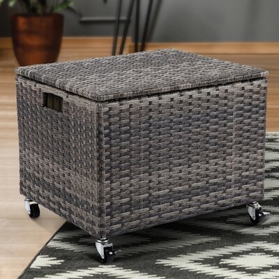 Latitude Run® Rolling File Box - Storage Cabinet With Wheels - File Organizers Boxes - Synthetic Wicker Office Decor - Home Office (Charcoal) - Image 0