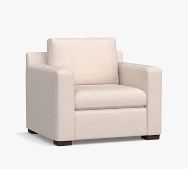 Shasta Square Arm Upholstered Armchair, Polyester Wrapped Cushions, Performance Heathered Tweed Pebble - Image 2