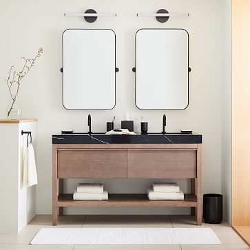 Glenn Double Bathroom Vanity, 60" Wide, Chestnut Oak - Image 1