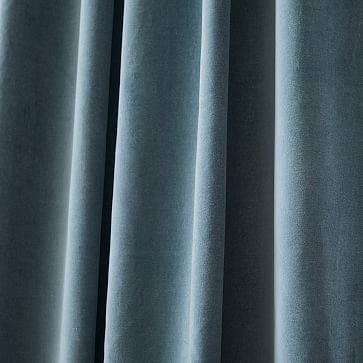 Cotton Velvet Curtain, Ocean, 48"x96", Set of 2 - Image 1