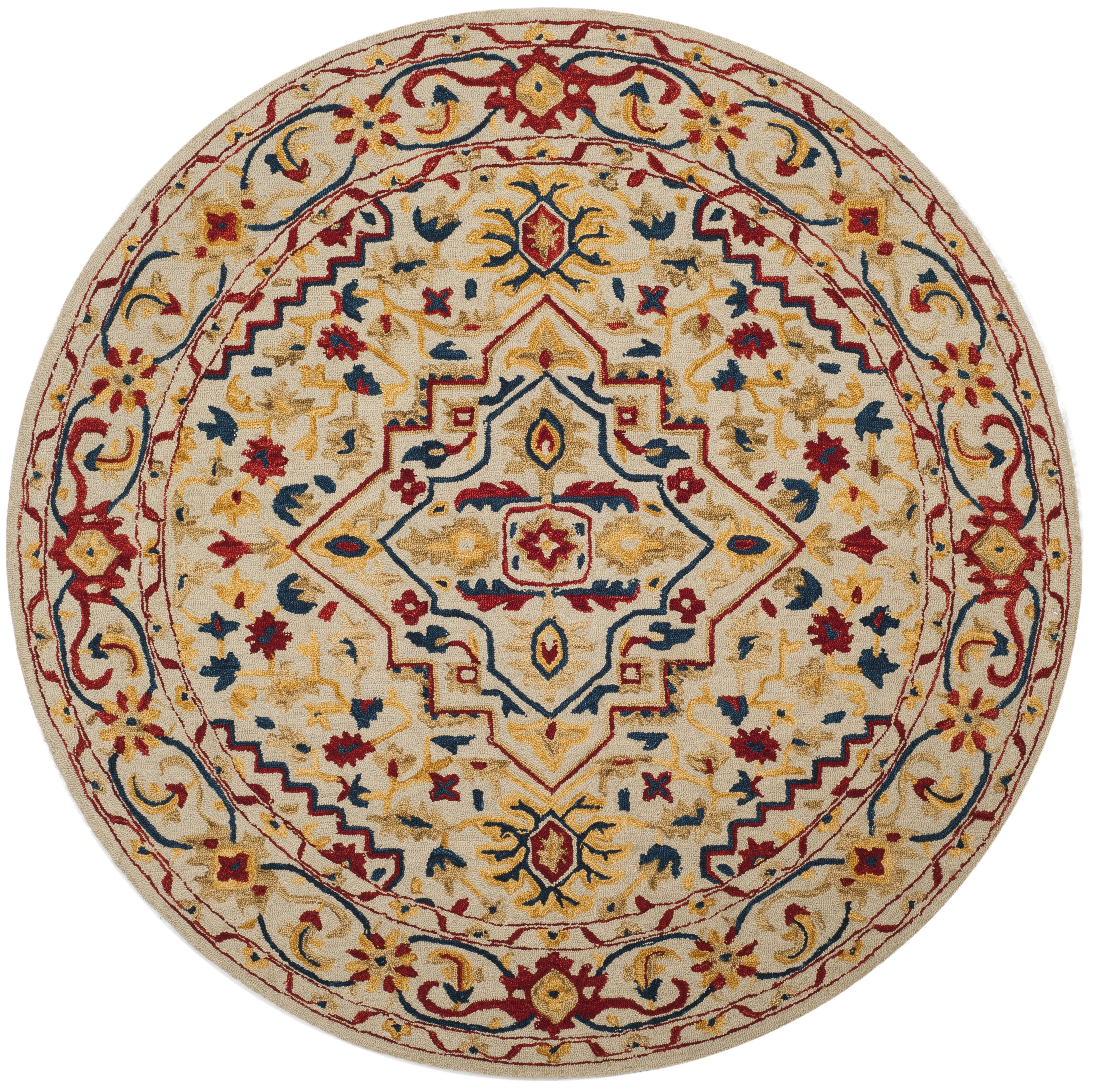 Arlo Home Hand Tufted Area Rug, APN705A, Ivory/Multi,  7' X 7' Round - Image 0