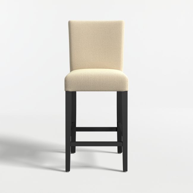 Lowe Taupe Upholstered Counter Stool with Ebony Wood Legs - Image 0