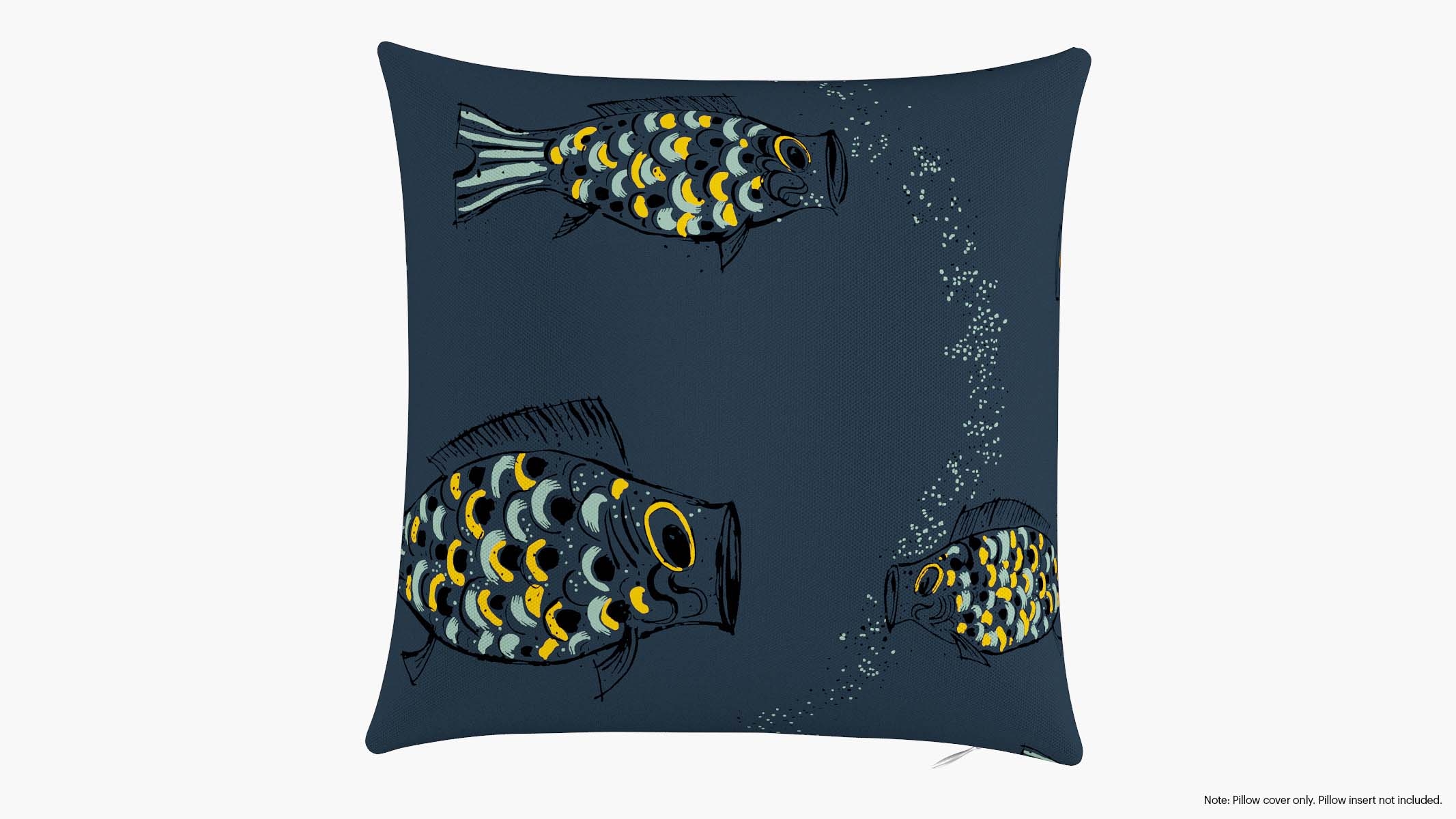 Throw Pillow Cover 16", Indigo Sakana, 16" x 16" - Image 0
