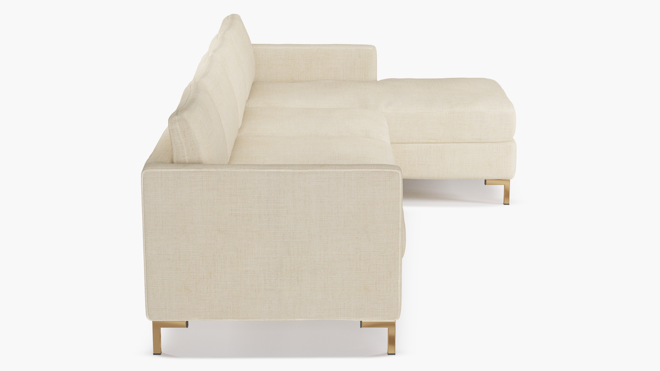 Right Facing Modern Sectional, Talc Everyday Linen, Brass - Image 2