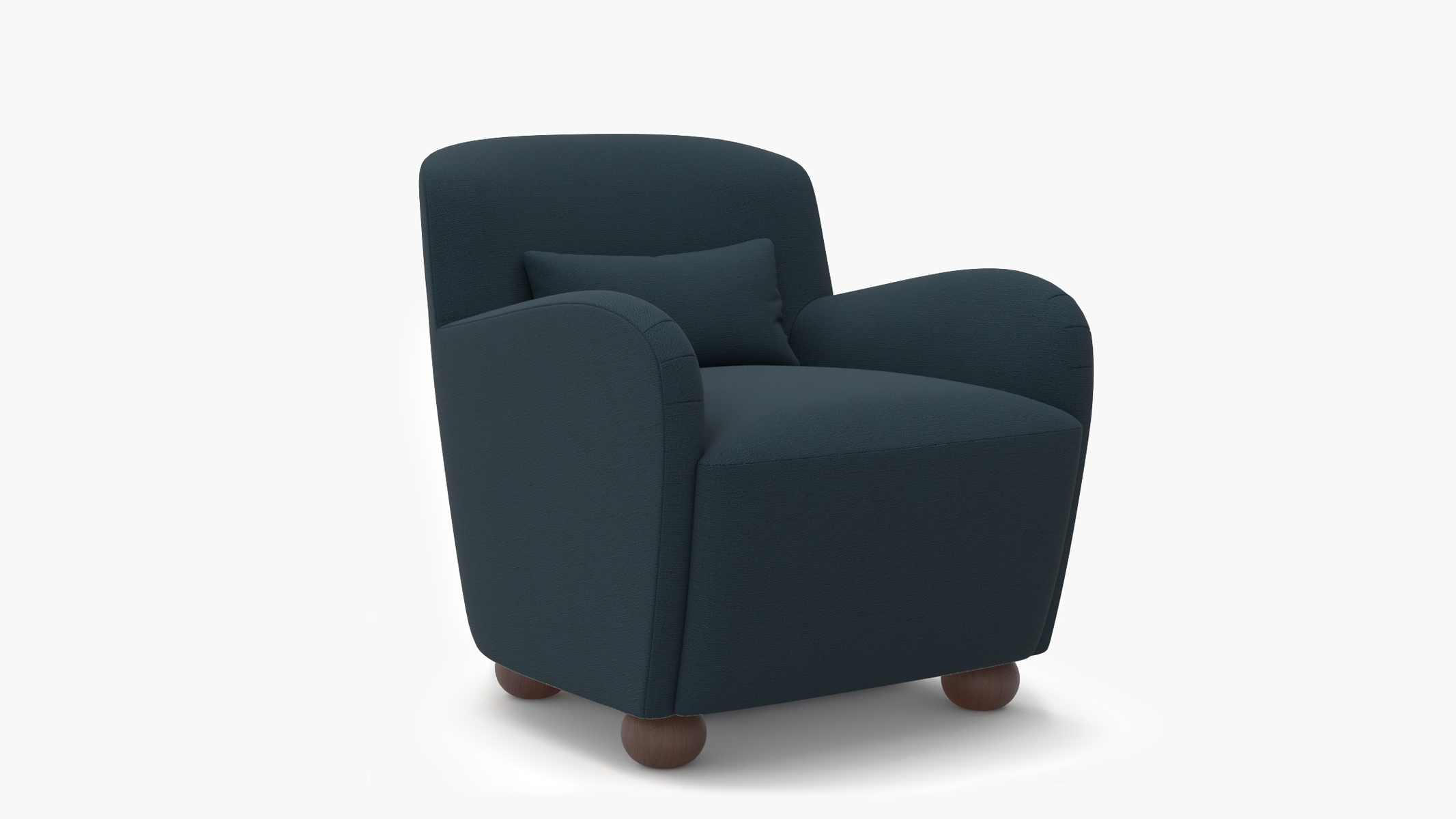 Club Chair, Navy Everyday Linen, Walnut Bun Foot - Image 1