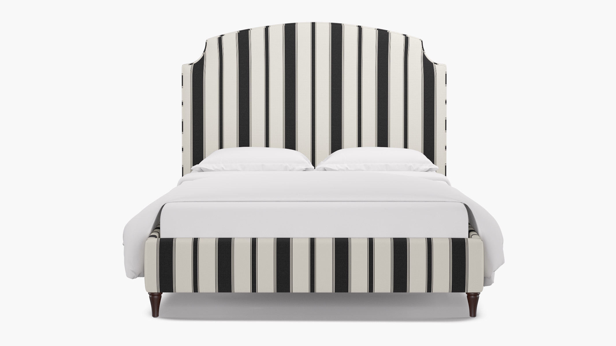 Cove Bed, Ink Clarence Stripe, Espresso Decorative Tapered Leg, Twin - Image 0