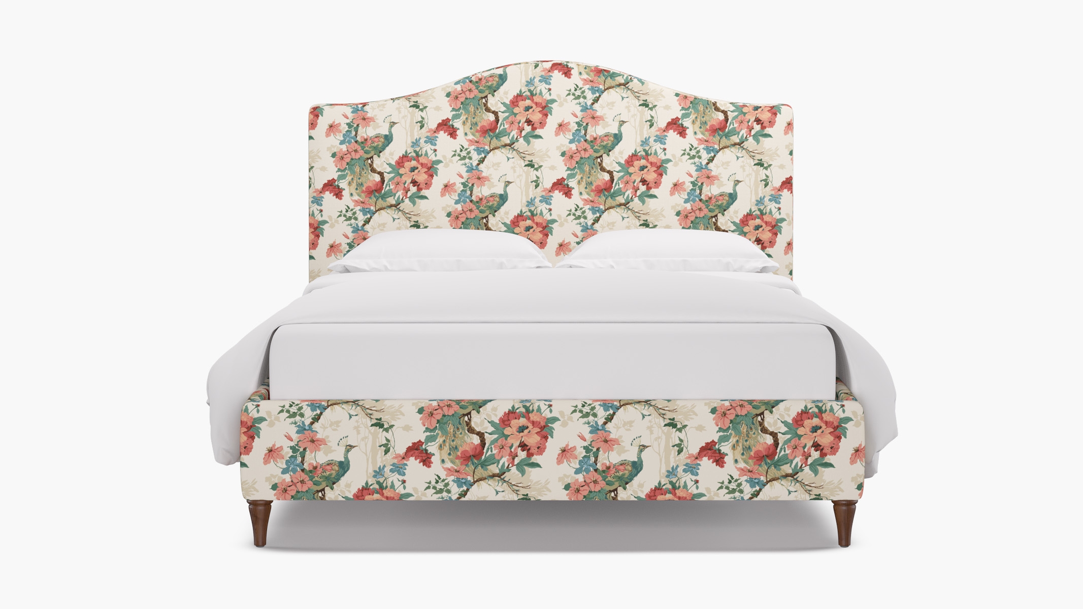 Camelback Bed, Rose Peacock Park, Walnut Decorative Tapered Leg, Twin - Image 0