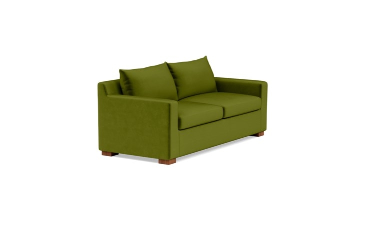 Sloan Sleeper Sleeper Sofa with Green Moss Fabric, down alternative cushions, and Oiled Walnut legs - Image 1