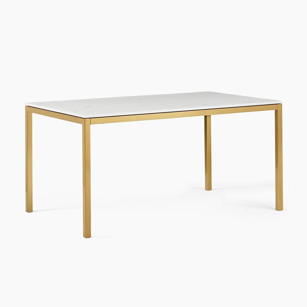 Frame 60" Dining Table, Marble, Antique Brass - Image 0