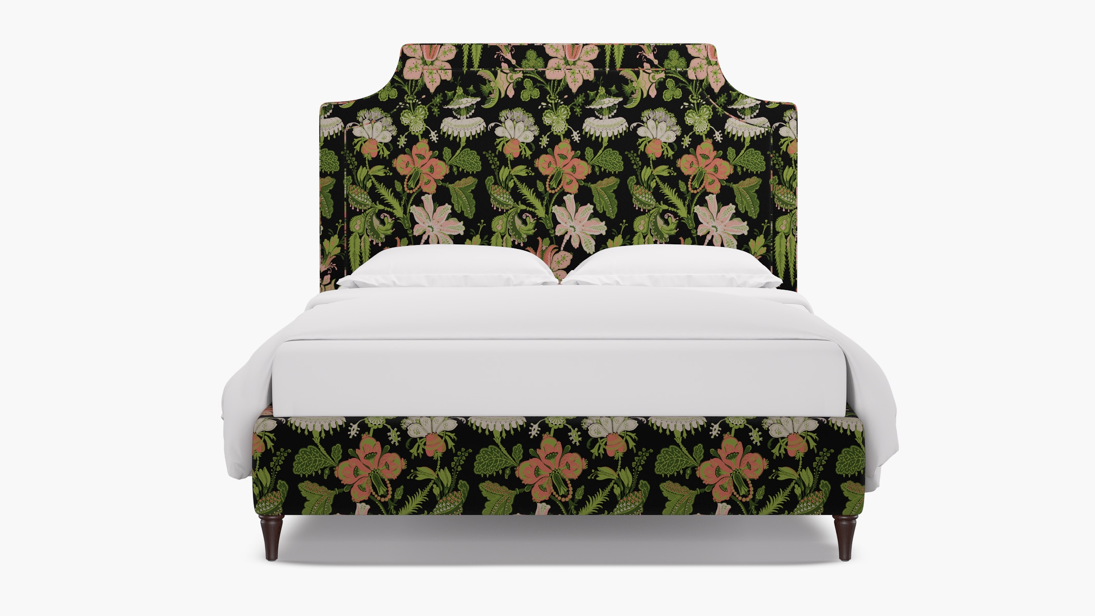 Deco Bed, Coral Onyx Rossetta, Espresso Decorative Tapered Leg, King - Image 0