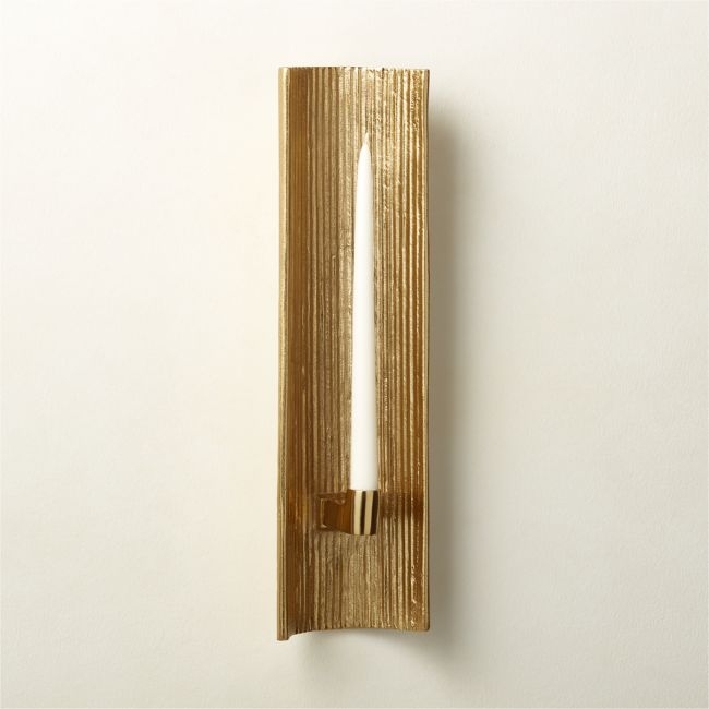 Ripple Brass Wall Sconce Taper Candle Holder - Image 0