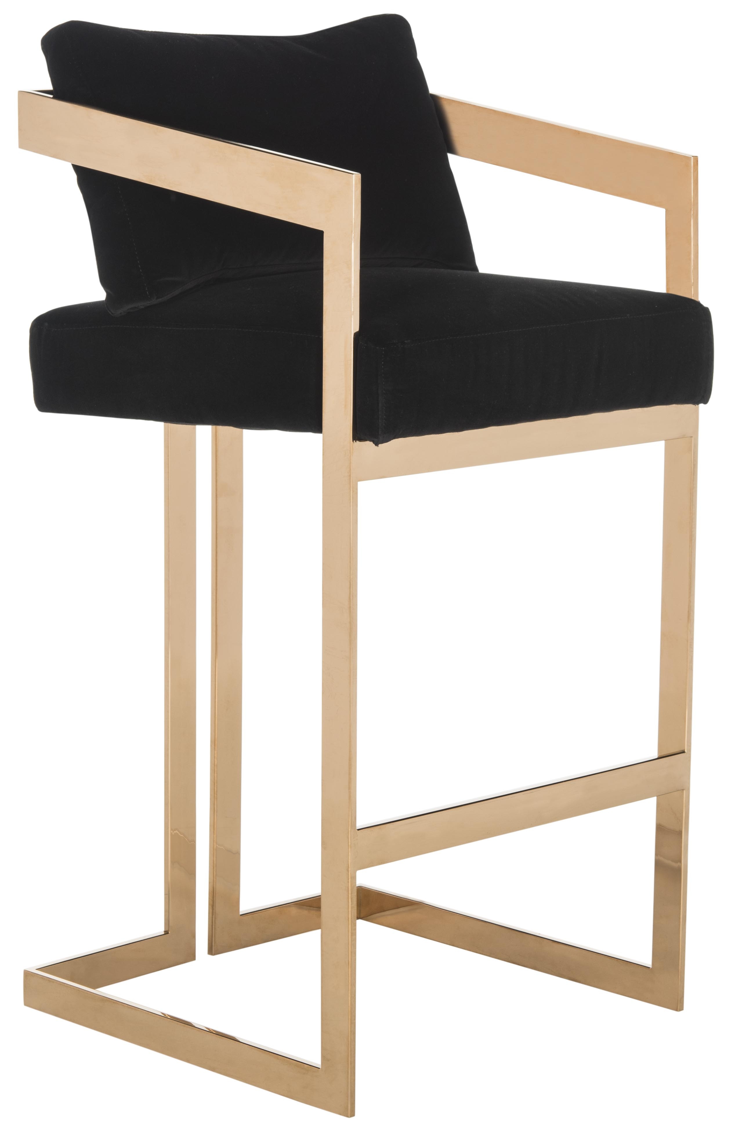 Taraji Velvet Bar Stool - Giotto Black - Safavieh - Image 1